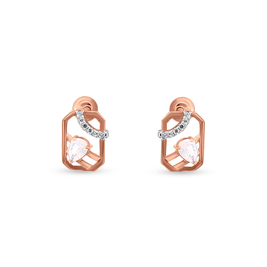 18k Rose Gold Pear-Shaped Contemporary Studs