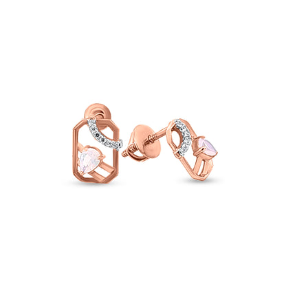 18k Rose Gold Pear-Shaped Contemporary Studs