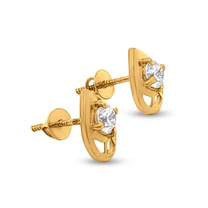 Radiant Droplets: 22k Yellow Gold Stone-Centered Earrings