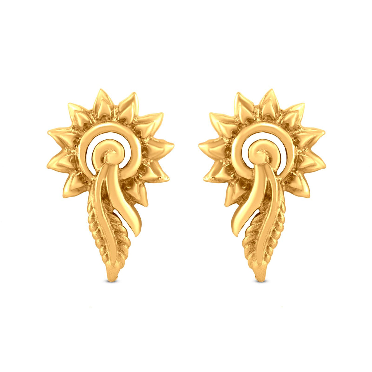 22k Yellow Gold Sunflower Earrings: Power of Sunrays