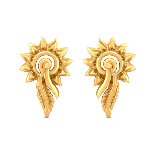 22k Yellow Gold Sunflower Earrings: Power of Sunrays