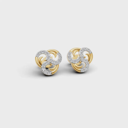 14K Gold Stud Earrings with CZ Stones