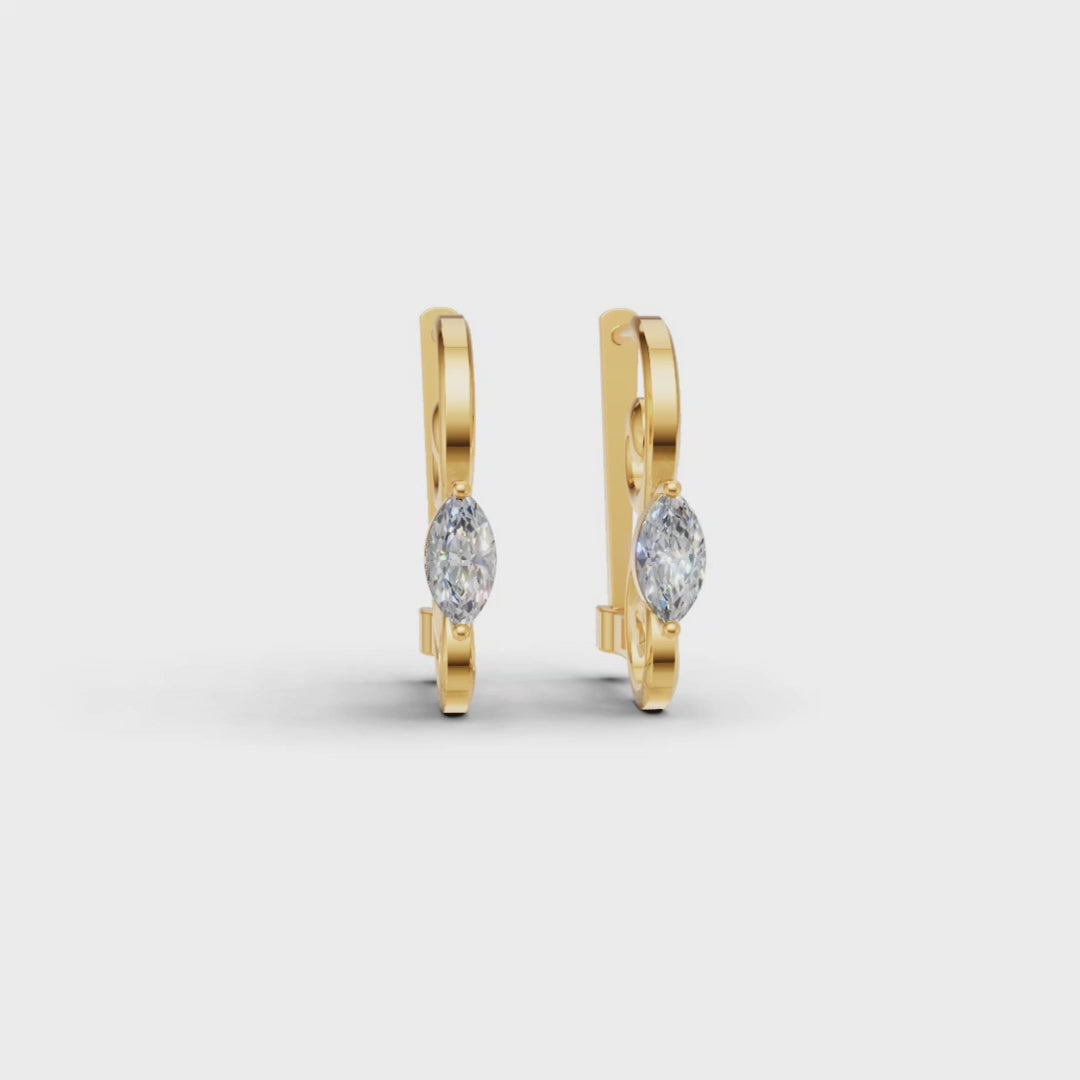 14K Gold Hoop Earrings with CZ Stones