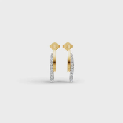 Sutra 14K Gold Stud Earrings with CZ – Modern Elegance