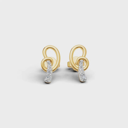 Tanvi 14K Gold Stud Earrings with CZ – Loop & Line Elegance