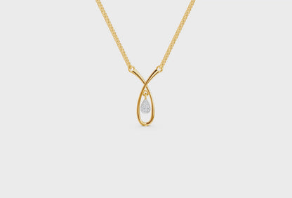 Swara-14K Gold Minimalist Diamond Pendant with Teardrop Charm