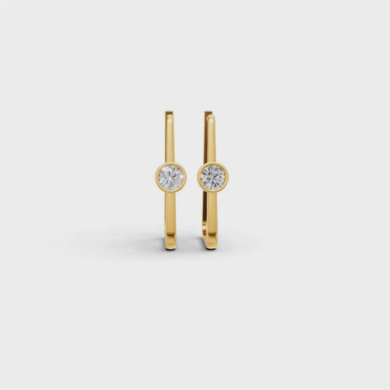 14K Gold Hoop Earrings with Cubic Zirconia Sparkle
