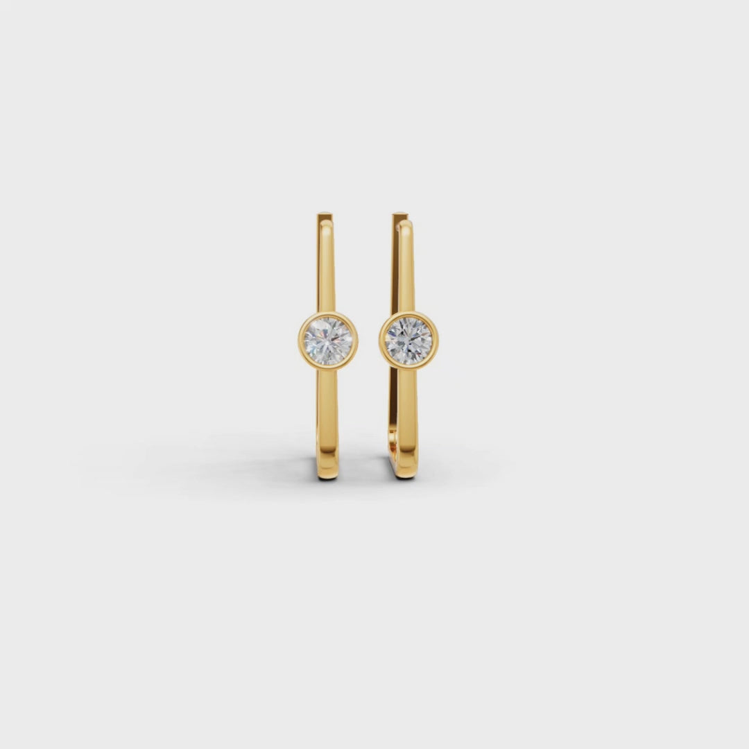 14K Gold Hoop Earrings with Cubic Zirconia Sparkle